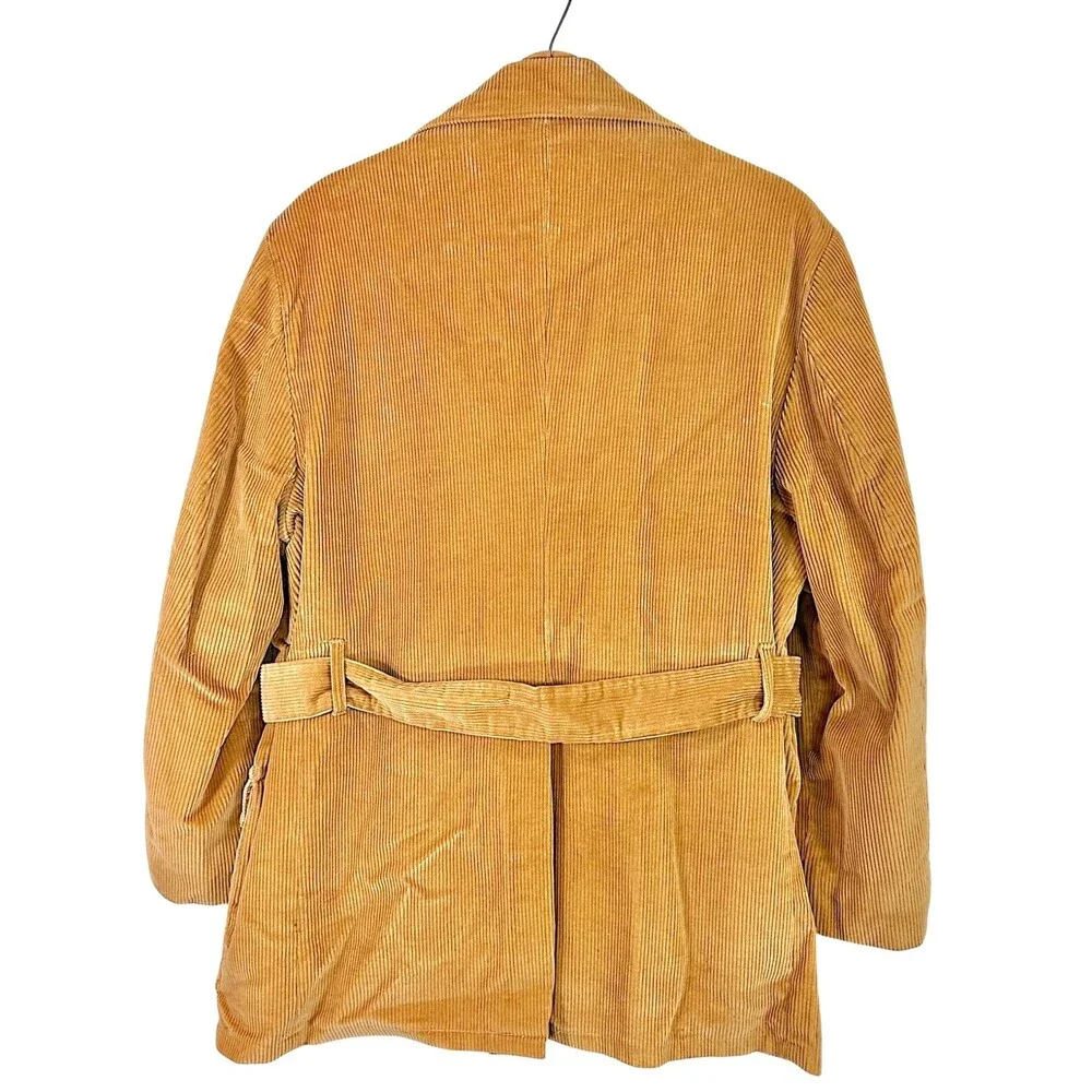 Vintage Campus Outerwear Belted Corduroy Lined Coat Men's 42